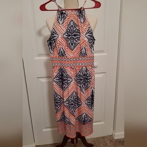 London Times Halter style dress with keyhole button in back.